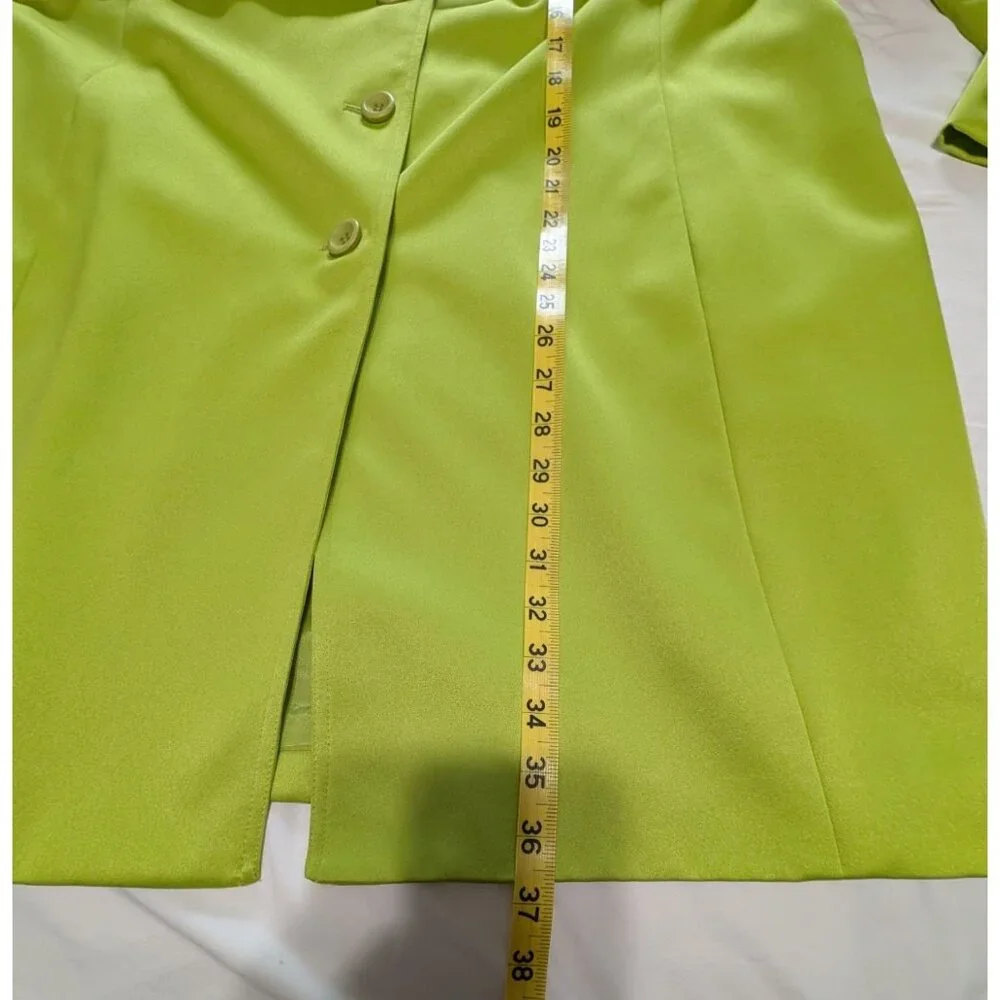 Nygard Womens Lime Green Mid-Length Button-Front Dress Jacket 18W Polyester Blen - Picture 10 of 13